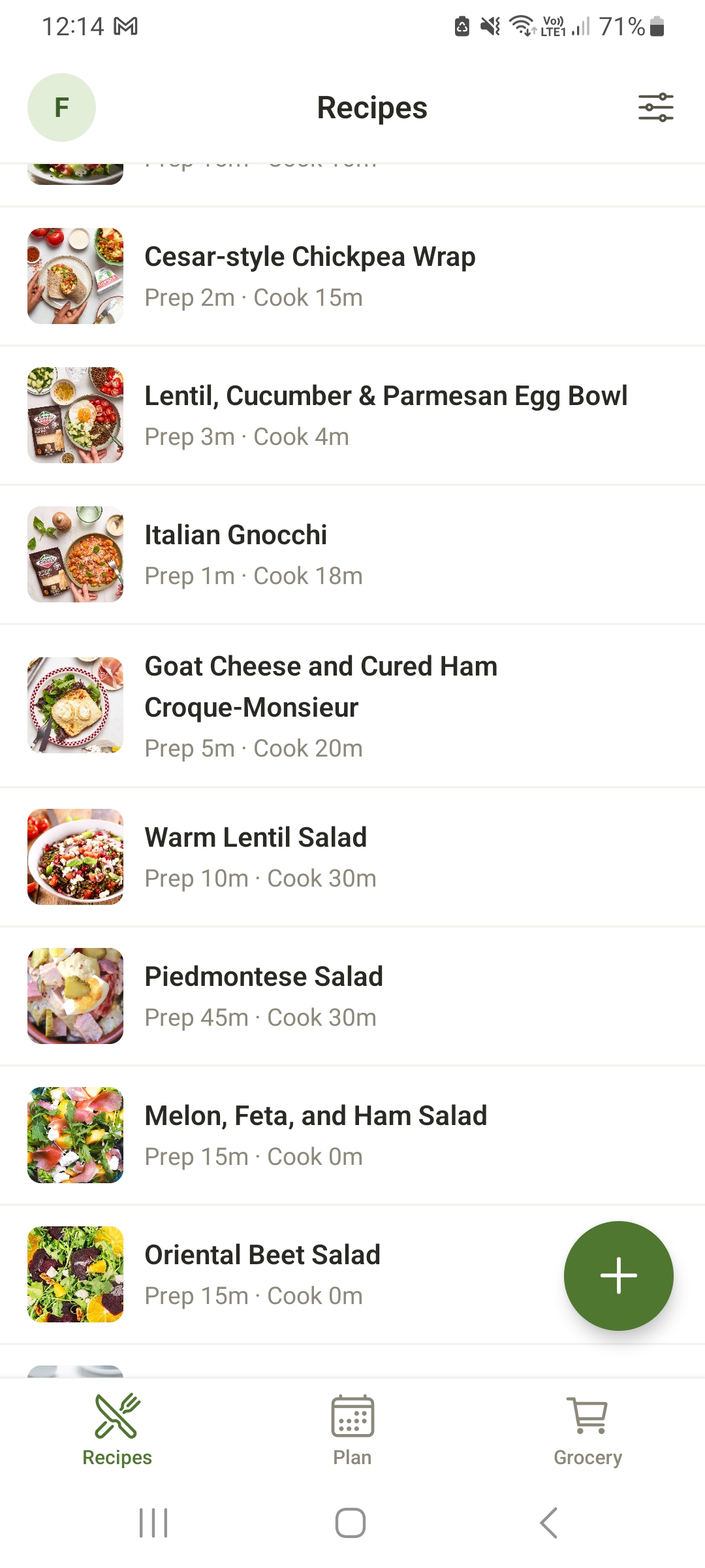 Supperly app preview: imported recipe library
